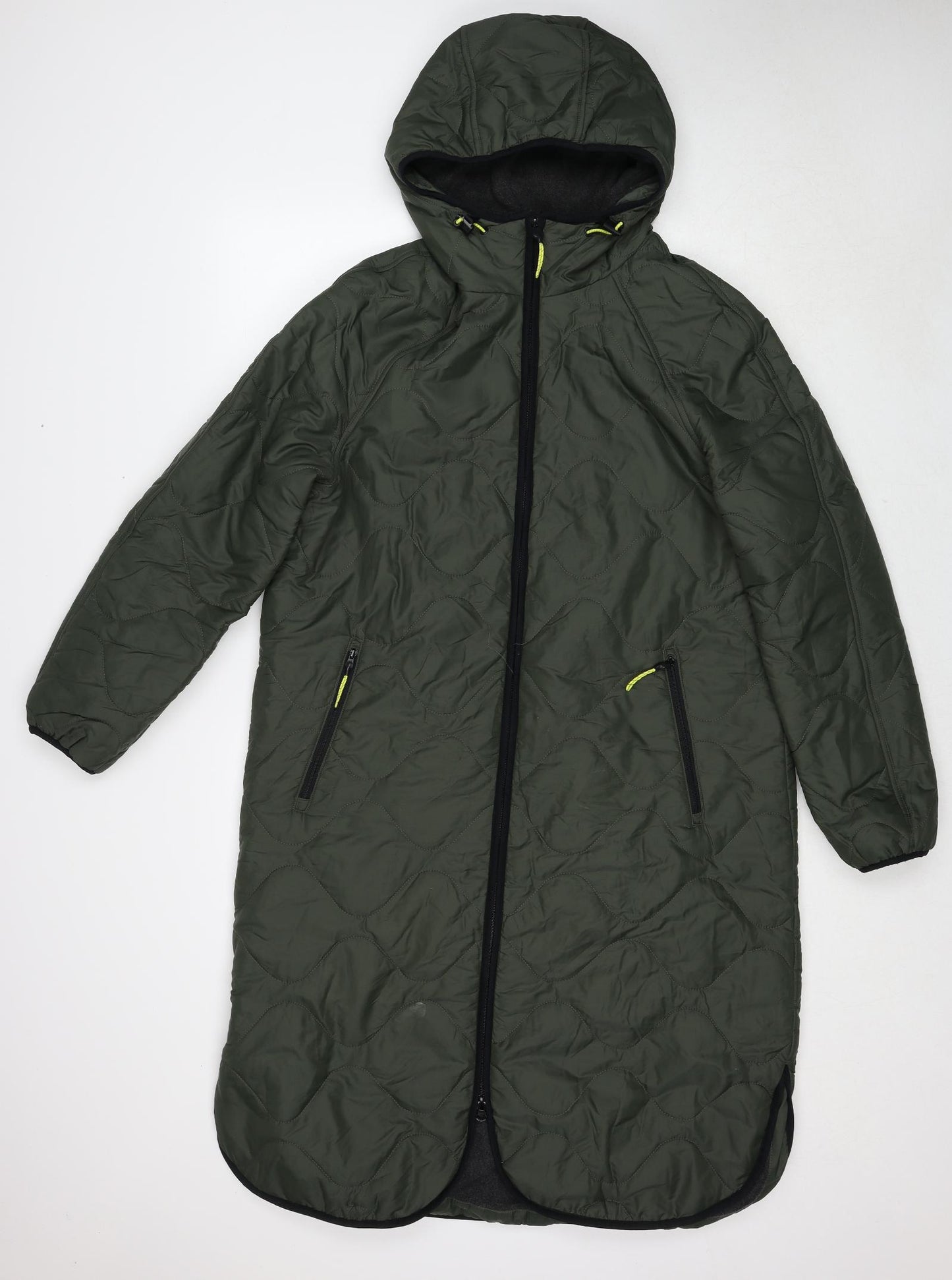 Marks and Spencer Womens Green Quilted Coat Size 12 Zip