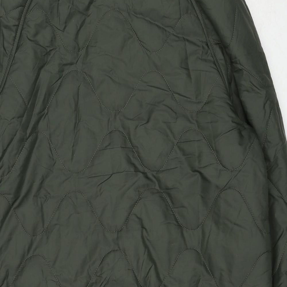 Marks and Spencer Womens Green Quilted Coat Size 12 Zip
