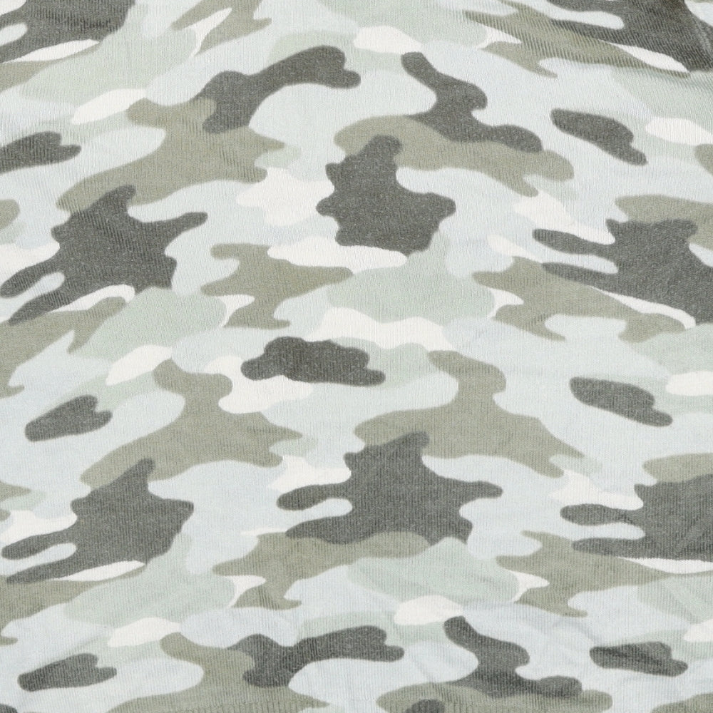 Marks and Spencer Womens Green V-Neck Camouflage Acrylic Pullover Jumper Size 14