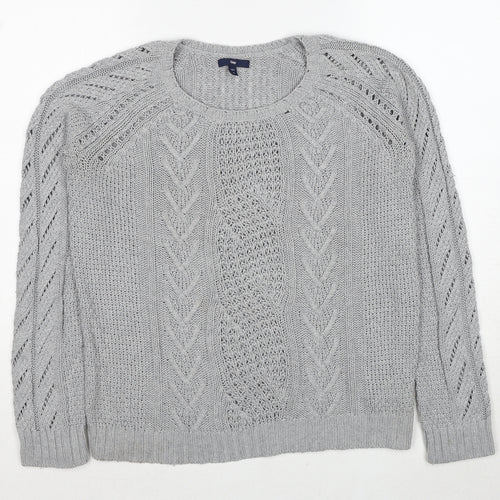Gap Womens Grey Round Neck Nylon Pullover Jumper Size M