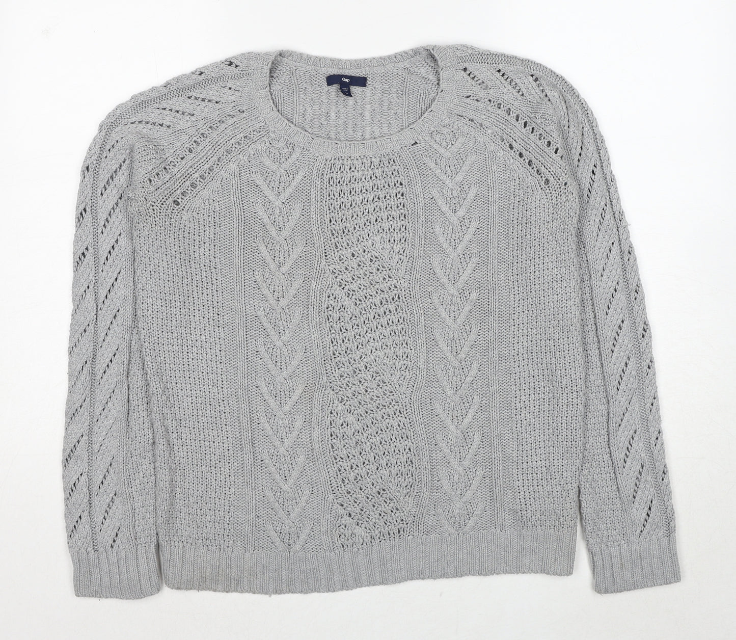 Gap Womens Grey Round Neck Nylon Pullover Jumper Size M