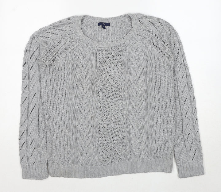 Gap Womens Grey Round Neck Nylon Pullover Jumper Size M