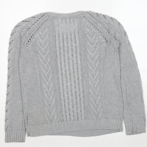 Gap Womens Grey Round Neck Nylon Pullover Jumper Size M