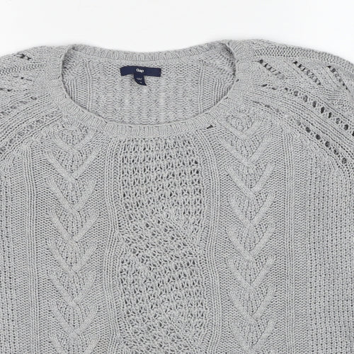 Gap Womens Grey Round Neck Nylon Pullover Jumper Size M