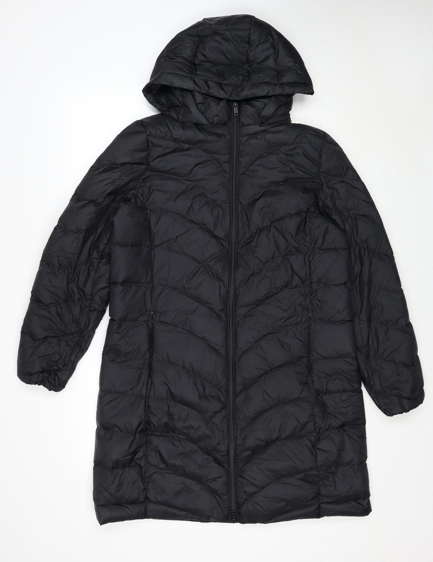 Marks and Spencer Womens Black Quilted Coat Size 14 Zip