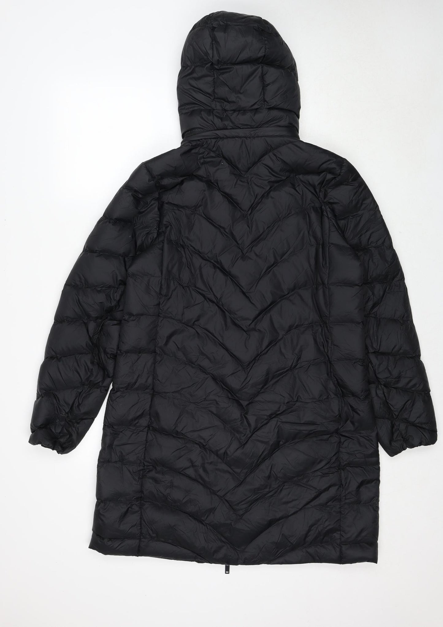 Marks and Spencer Womens Black Quilted Coat Size 14 Zip