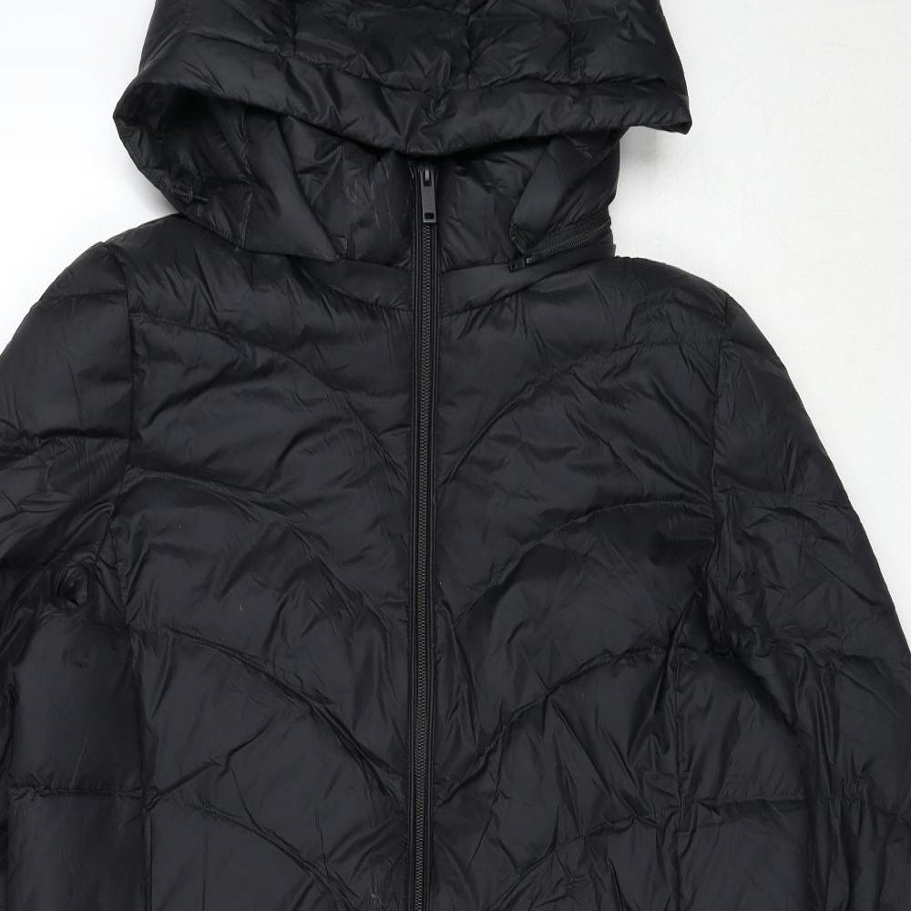 Marks and Spencer Womens Black Quilted Coat Size 14 Zip