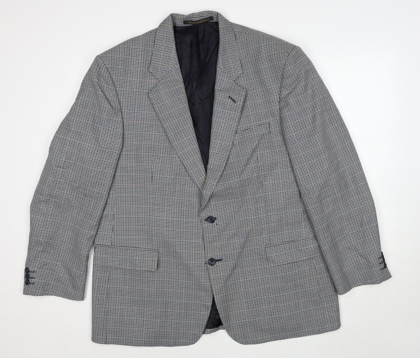 Marks and Spencer Mens Grey Geometric Wool Jacket Suit Jacket Size M Regular
