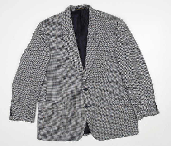 Marks and Spencer Mens Grey Geometric Wool Jacket Suit Jacket Size M Regular