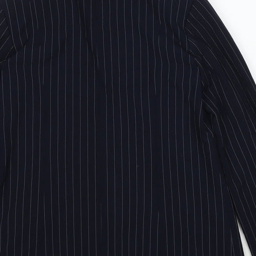 Oasis Womens Blue Striped Polyester Jacket Suit Jacket Size 10