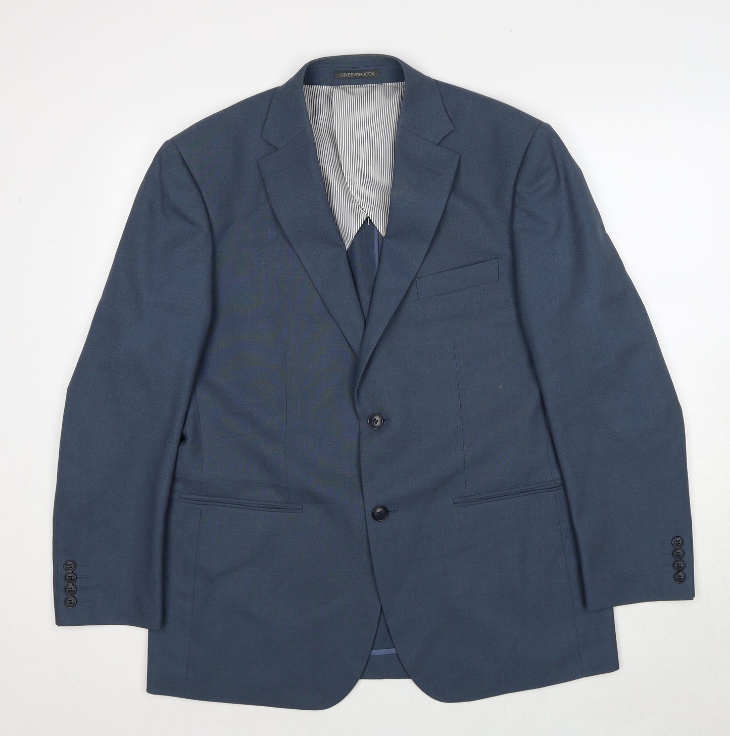 Greenwoods Mens Blue Polyester Jacket Suit Jacket Size 42 Regular
