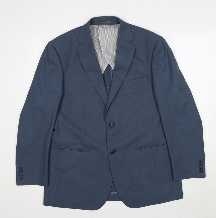 Greenwoods Mens Blue Polyester Jacket Suit Jacket Size 42 Regular