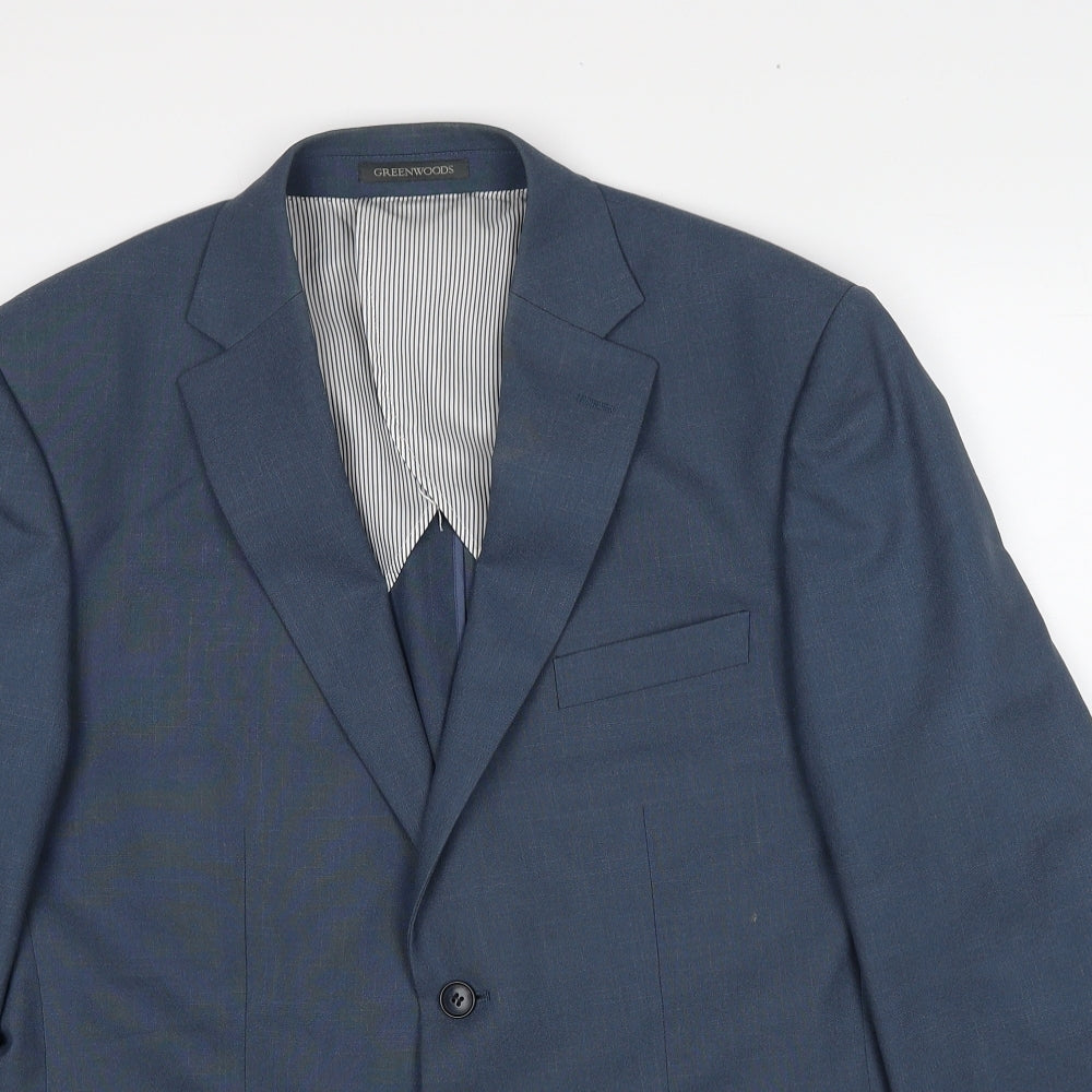 Greenwoods Mens Blue Polyester Jacket Suit Jacket Size 42 Regular