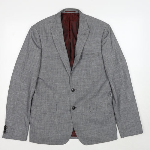 Burton Mens Grey Polyester Jacket Suit Jacket Size 40 Regular