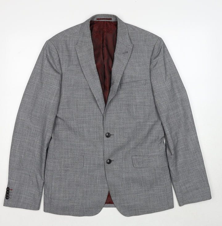Burton Mens Grey Polyester Jacket Suit Jacket Size 40 Regular