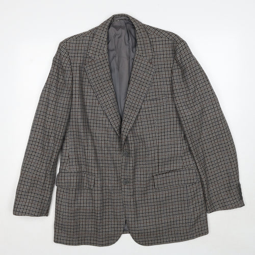 Marks and Spencer Mens Grey Check Wool Jacket Blazer Size M Regular