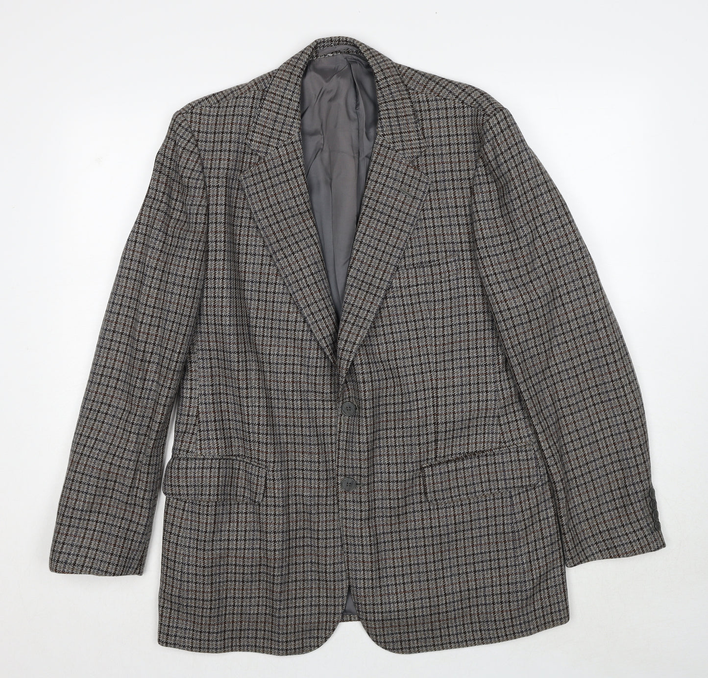 Marks and Spencer Mens Grey Check Wool Jacket Blazer Size M Regular