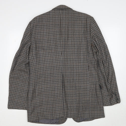 Marks and Spencer Mens Grey Check Wool Jacket Blazer Size M Regular