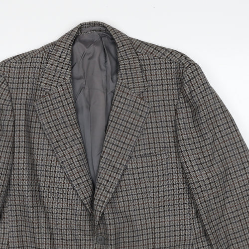 Marks and Spencer Mens Grey Check Wool Jacket Blazer Size M Regular