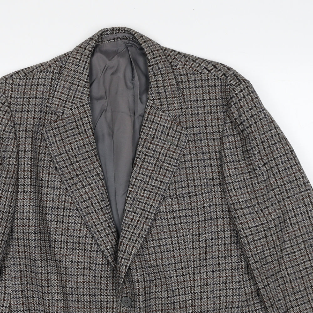 Marks and Spencer Mens Grey Check Wool Jacket Blazer Size M Regular
