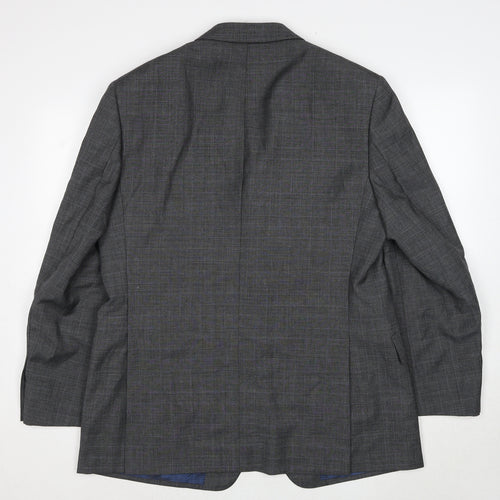 Marks and Spencer Mens Grey Plaid Wool Jacket Suit Jacket Size 42 Regular