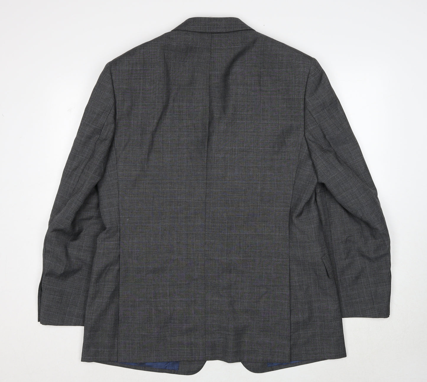 Marks and Spencer Mens Grey Plaid Wool Jacket Suit Jacket Size 42 Regular
