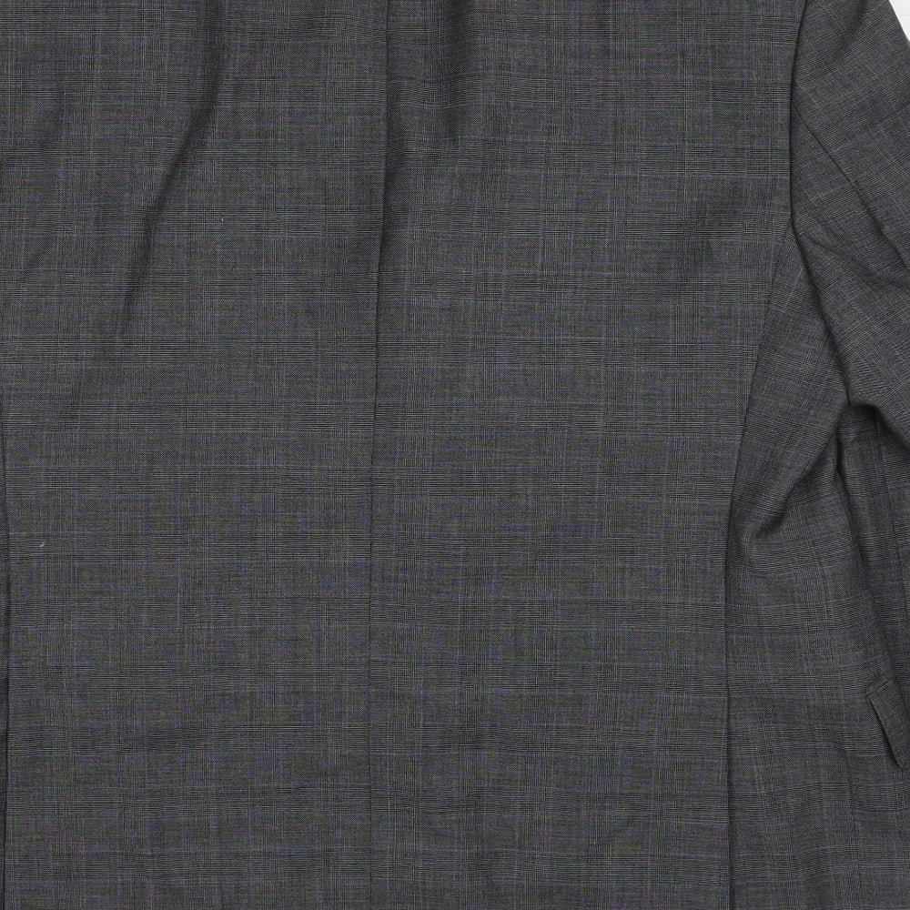 Marks and Spencer Mens Grey Plaid Wool Jacket Suit Jacket Size 42 Regular