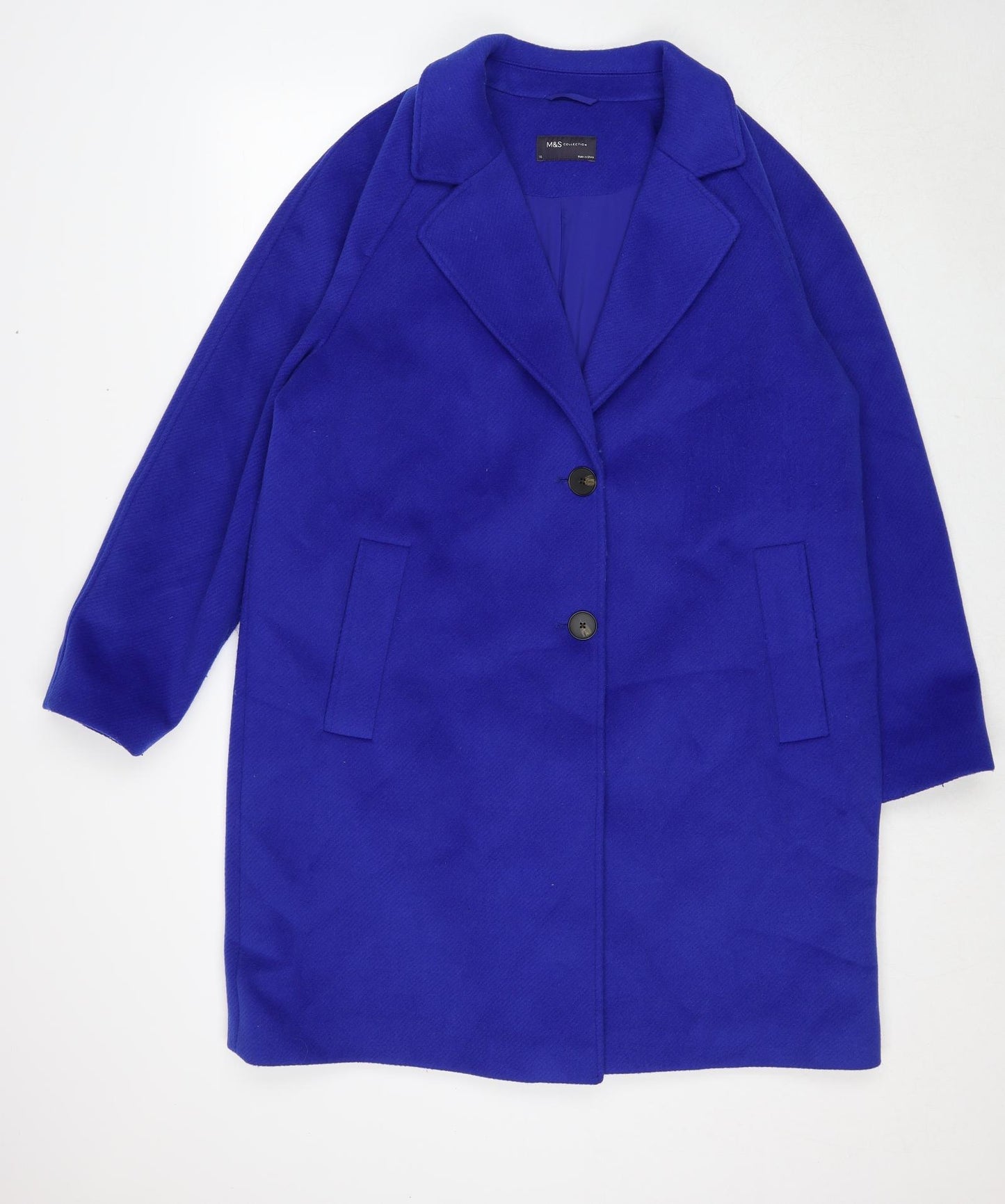 Marks and Spencer Womens Blue Overcoat Coat Size 18 Button