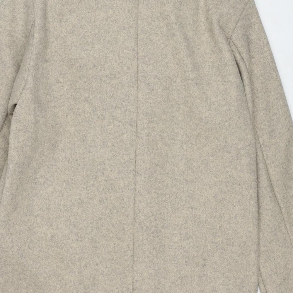 Pull&Bear Womens Beige Geometric Overcoat Coat Size S Button