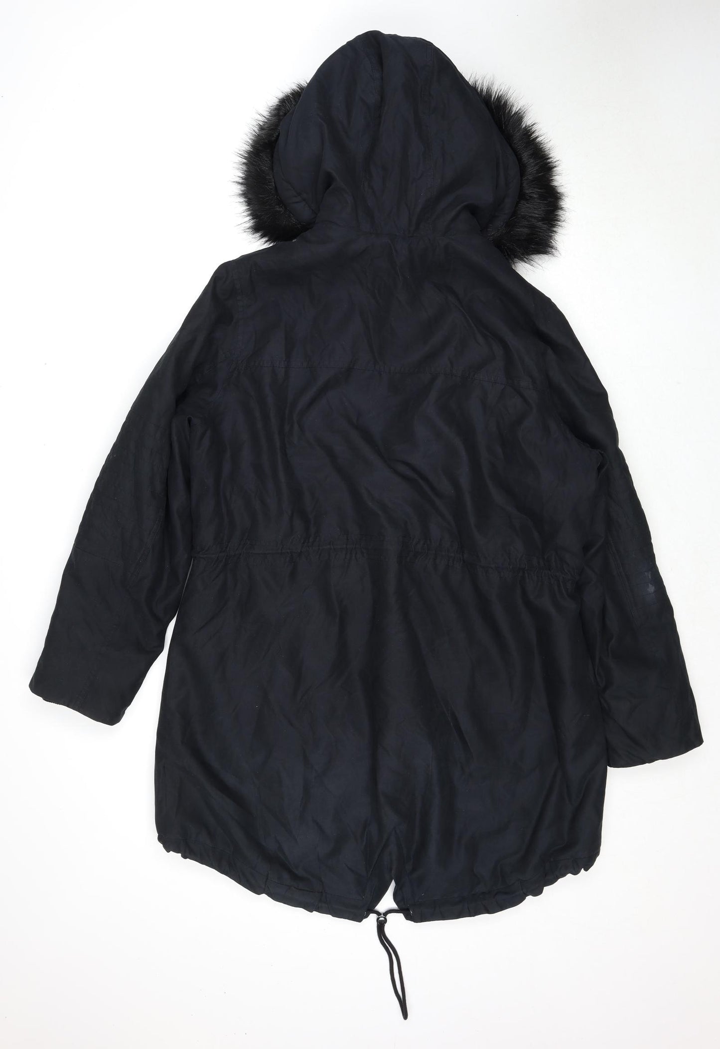 Marks and Spencer Womens Black Parka Coat Size 16 Zip