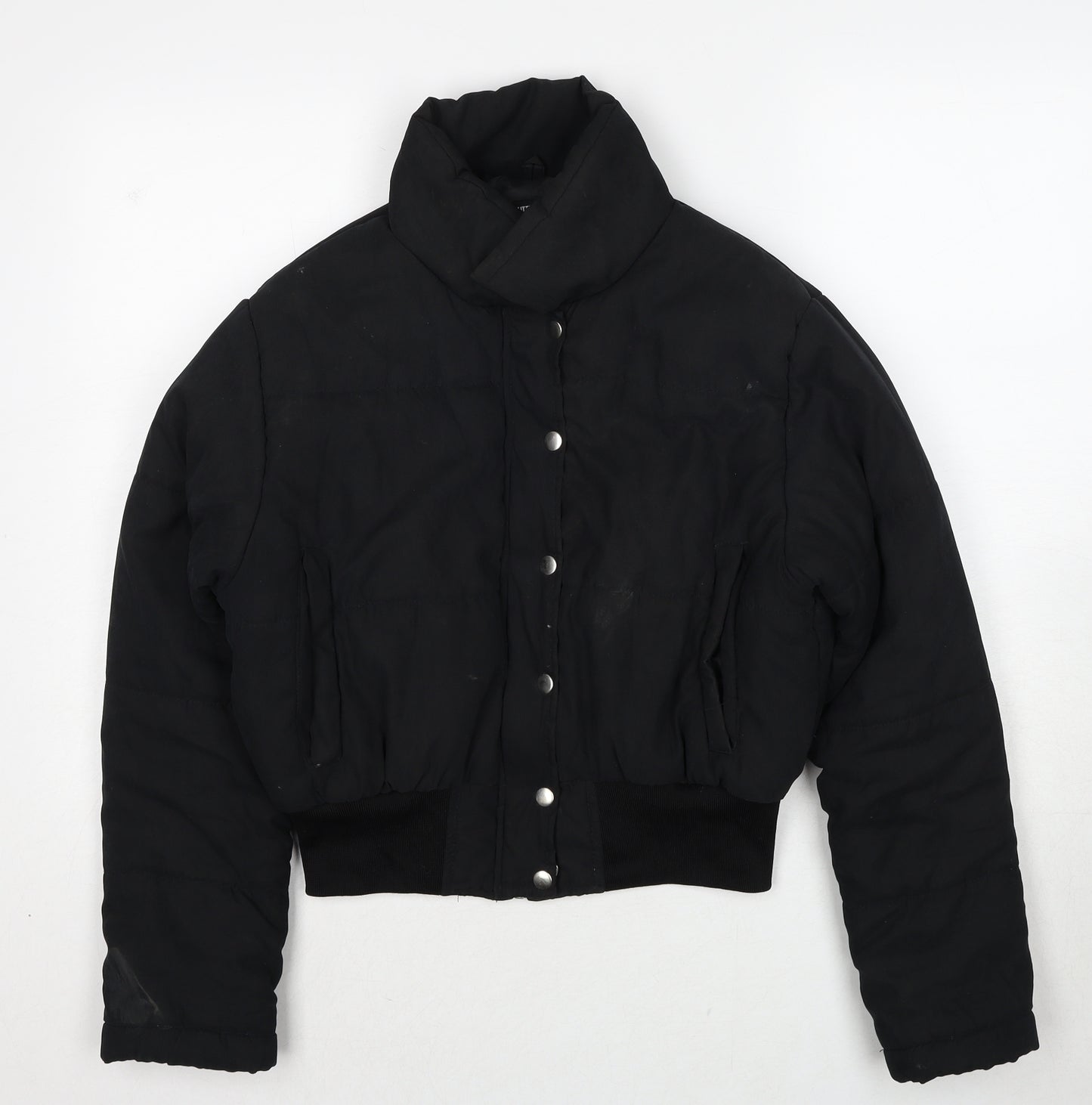 PRETTYLITTLETHING Womens Black Puffer Jacket Jacket Size 10 Zip