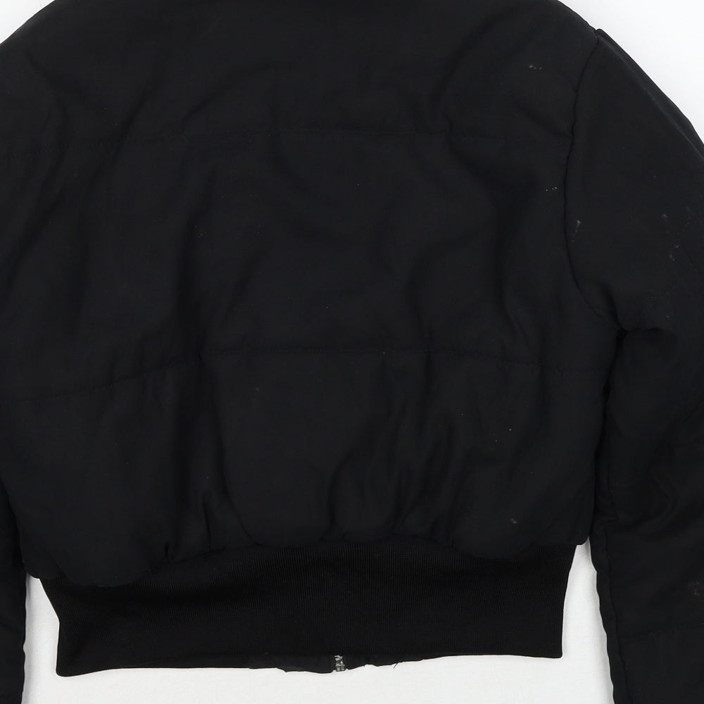 PRETTYLITTLETHING Womens Black Puffer Jacket Jacket Size 10 Zip