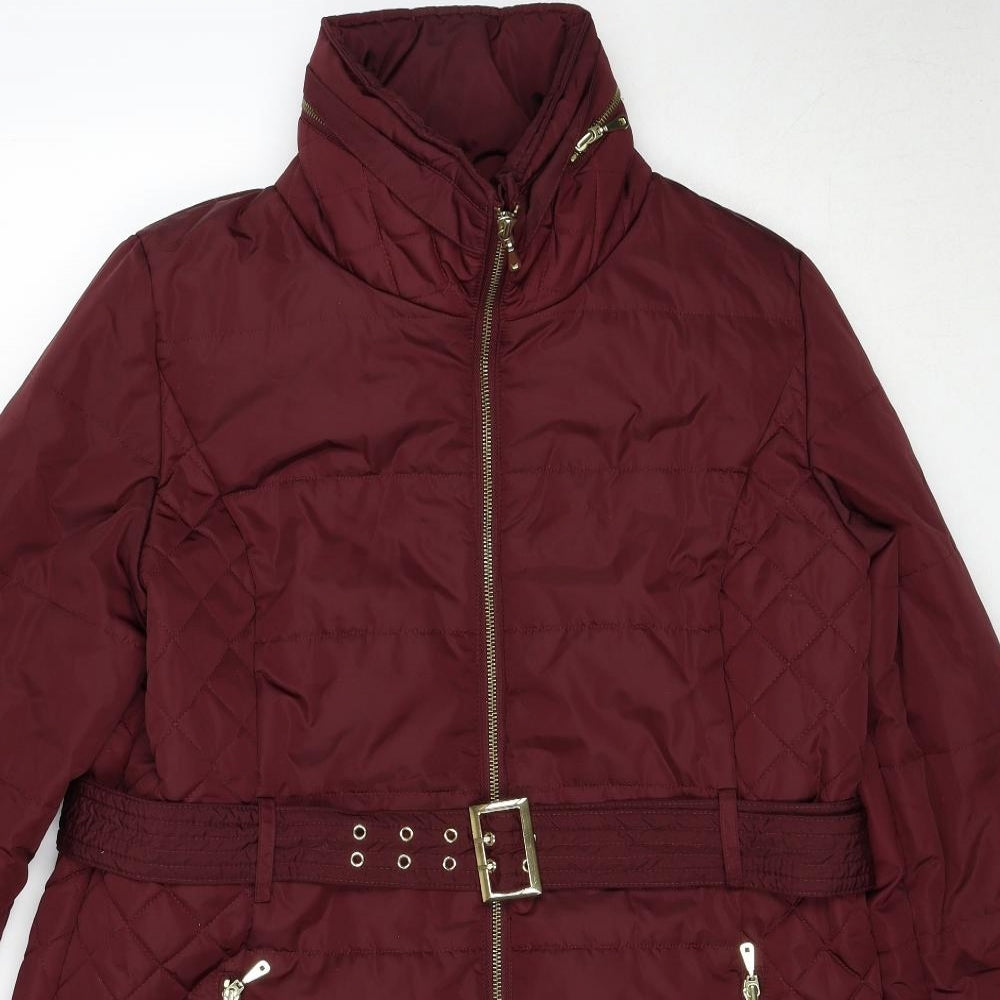 Marks and Spencer Womens Red Quilted Coat Size L Zip
