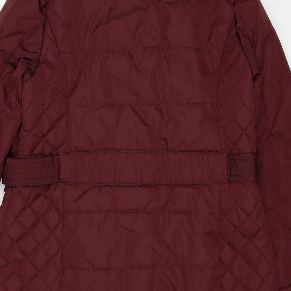Marks and Spencer Womens Red Quilted Coat Size L Zip
