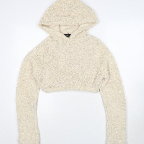 PRETTYLITTLETHING Womens Beige Polyester Pullover Hoodie Size 12 Pullover