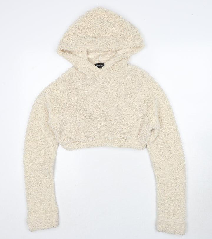 PRETTYLITTLETHING Womens Beige Polyester Pullover Hoodie Size 12 Pullover
