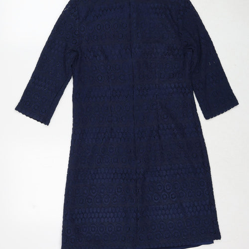 Jessica Howard Womens Blue Polyester Shift Size 10 Boat Neck Zip