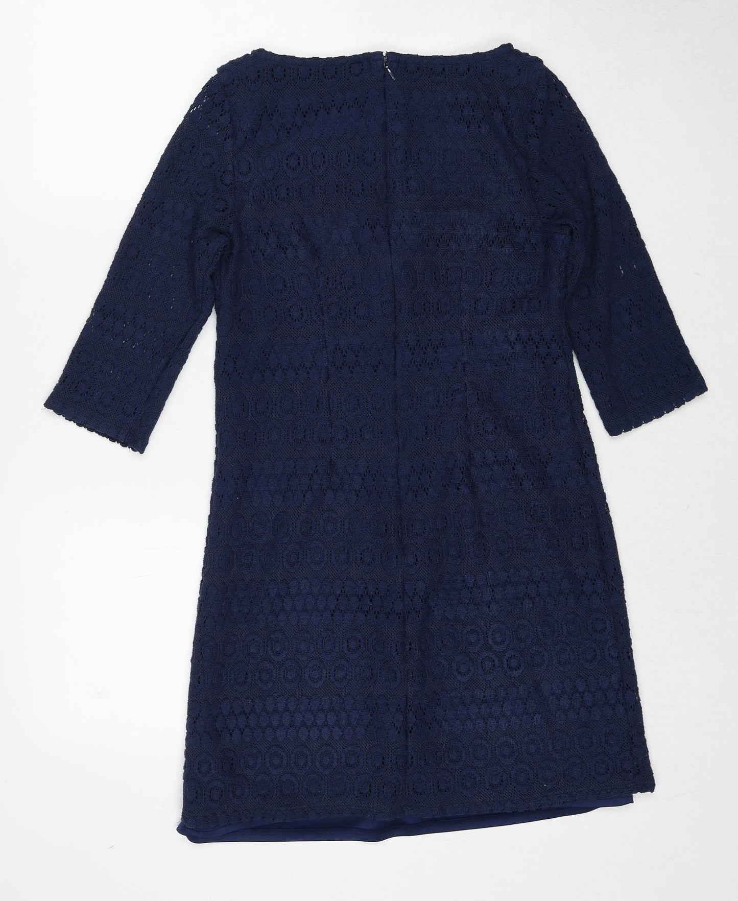 Jessica Howard Womens Blue Polyester Shift Size 10 Boat Neck Zip