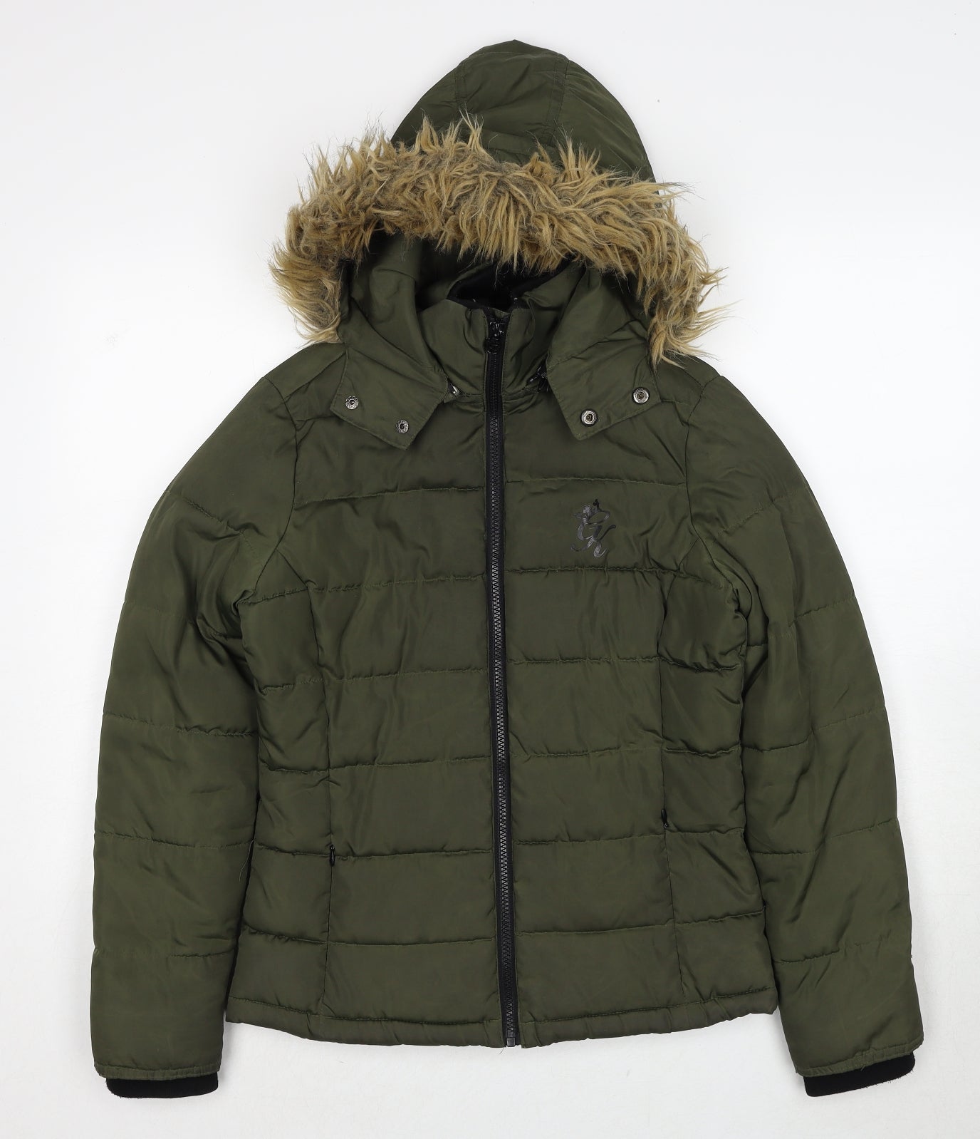 Gym King Womens Green Puffer Jacket Jacket Size 8 Zip
