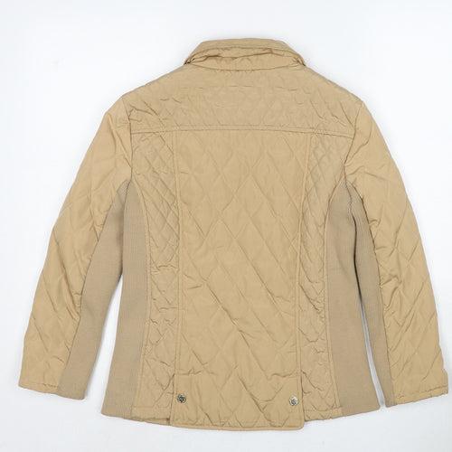 Marks and Spencer Womens Beige Quilted Jacket Size 8 Zip