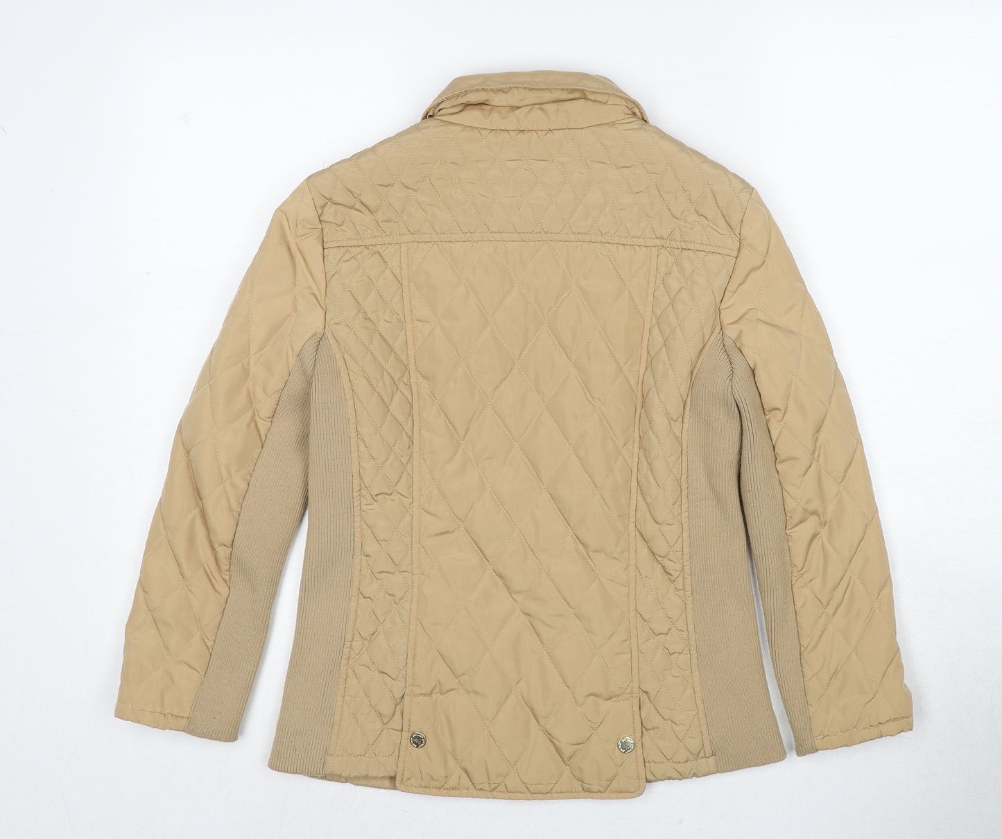 Marks and Spencer Womens Beige Quilted Jacket Size 8 Zip