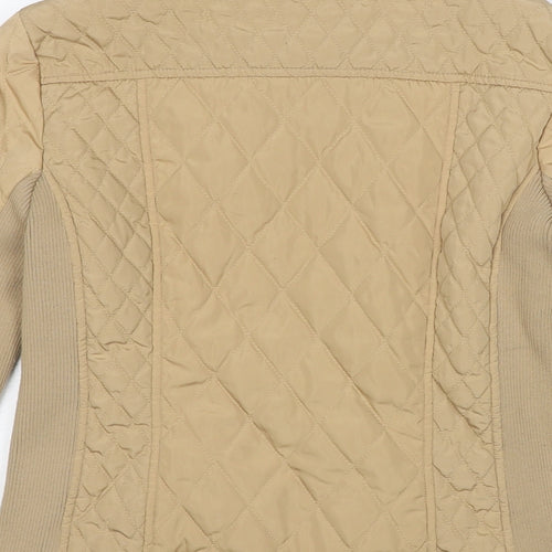Marks and Spencer Womens Beige Quilted Jacket Size 8 Zip