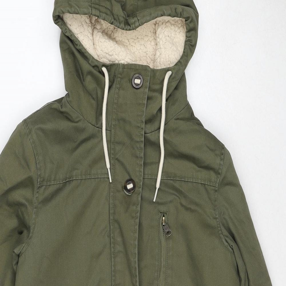 Animal Womens Green Parka Jacket Size 6 Zip