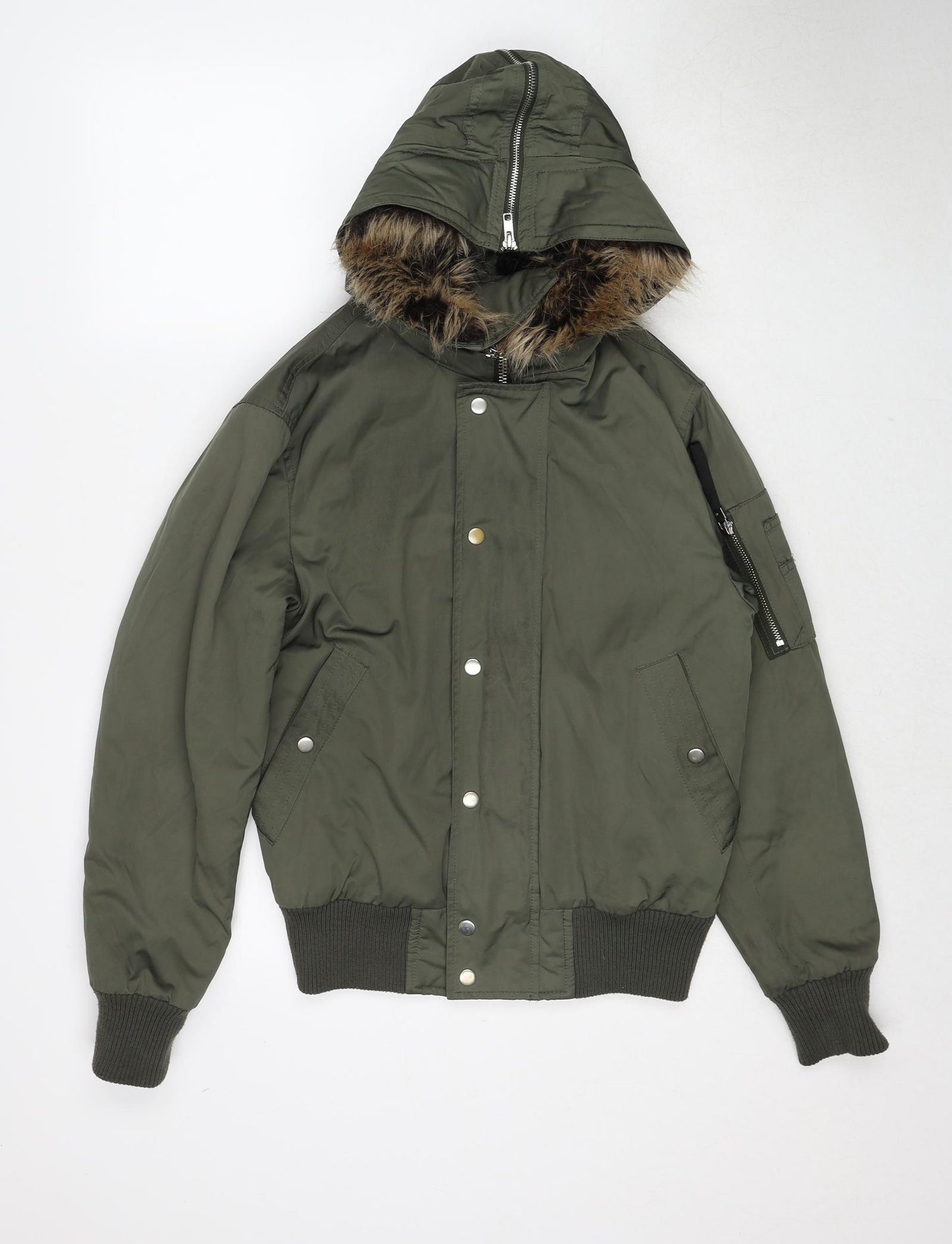 River Island Womens Green Bomber Jacket Jacket Size 2XS Zip