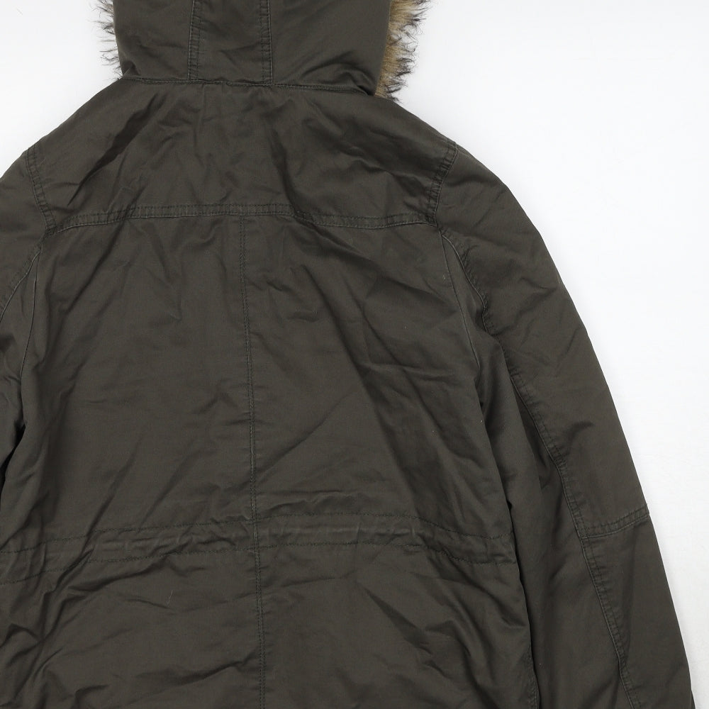 H&M Womens Green Parka Jacket Size 16 Zip