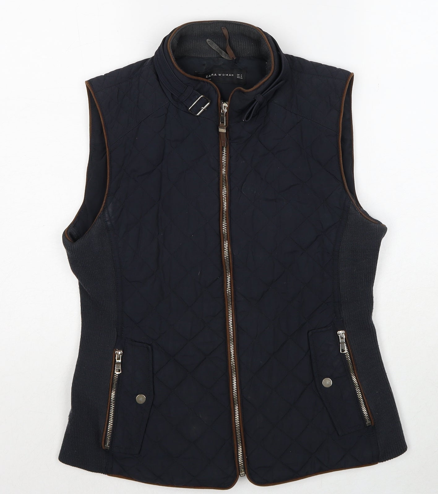 Zara Womens Black Gilet Jacket Size M Zip