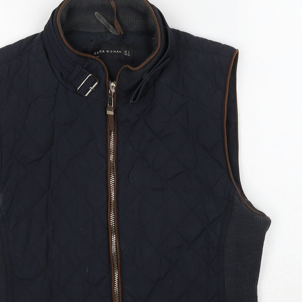Zara Womens Black Gilet Jacket Size M Zip
