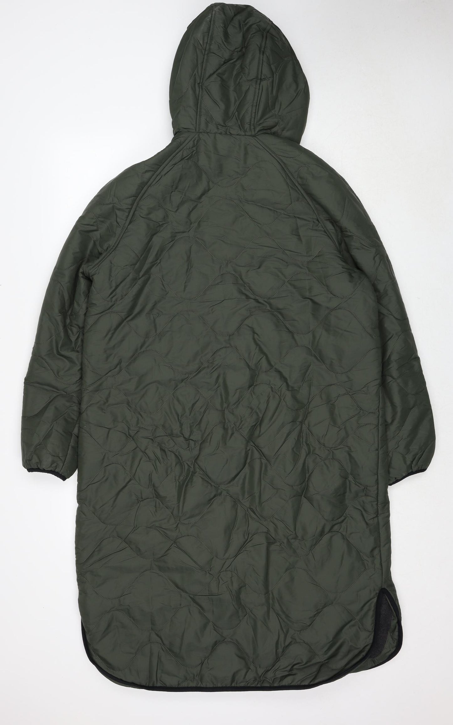 Marks and Spencer Womens Green Quilted Coat Size 10 Zip