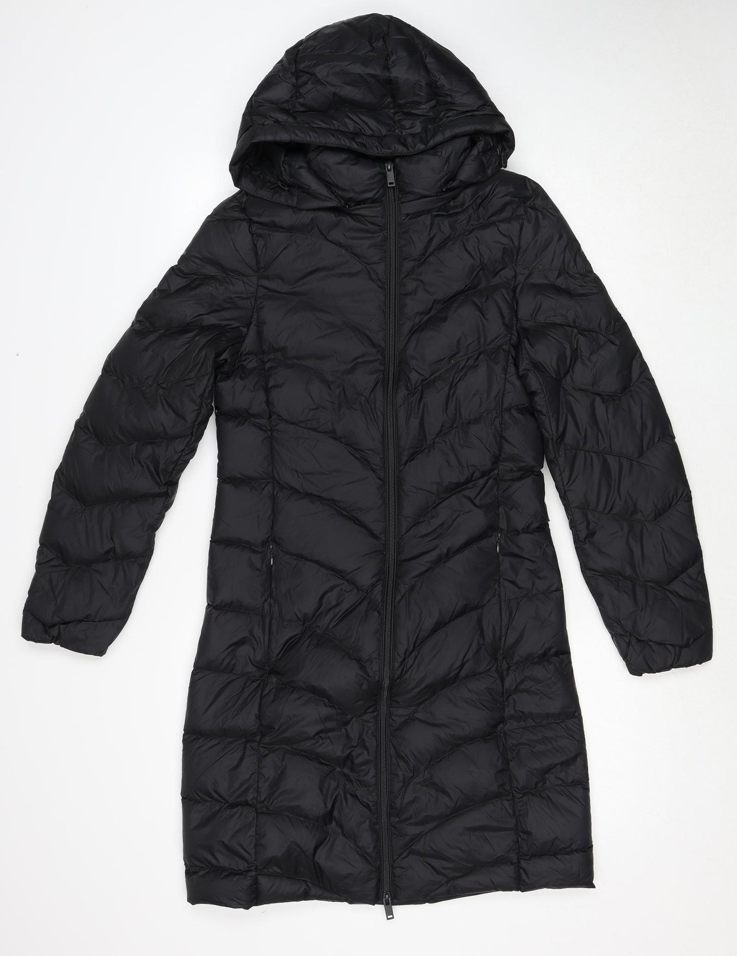 Marks and Spencer Womens Black Quilted Coat Size 6 Zip