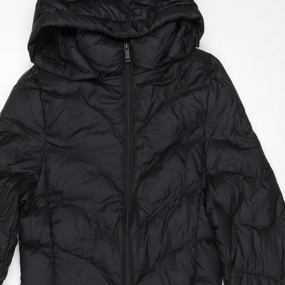 Marks and Spencer Womens Black Quilted Coat Size 6 Zip